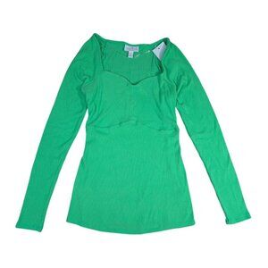 Isabel, long-sleeved blouse, for women, Polyester, Rayon, Green, Size S, NWT